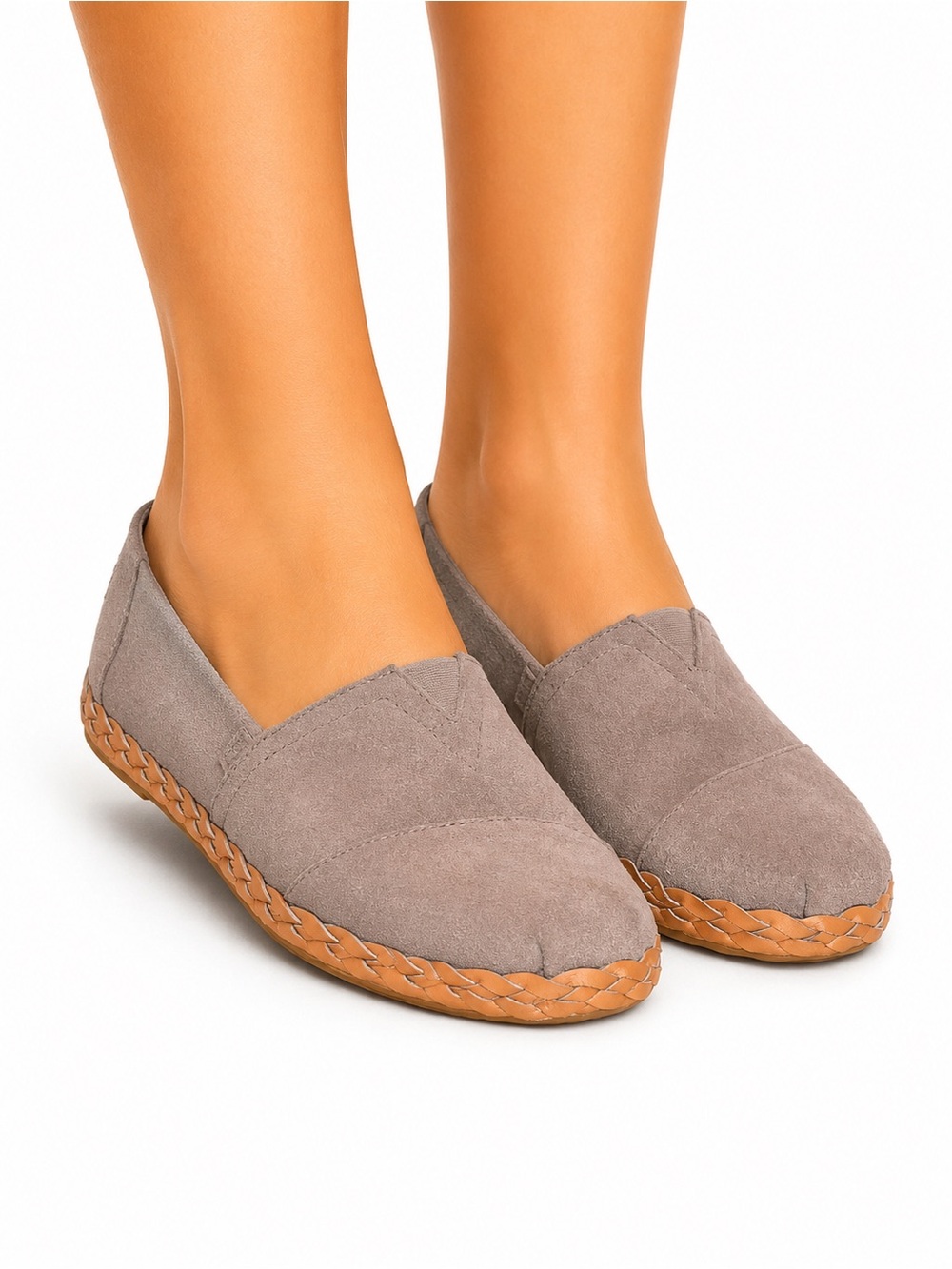 Toms Size 9.5 Women’s Taupe Slip-On Espadrille Flats - Suede Casual Loafers